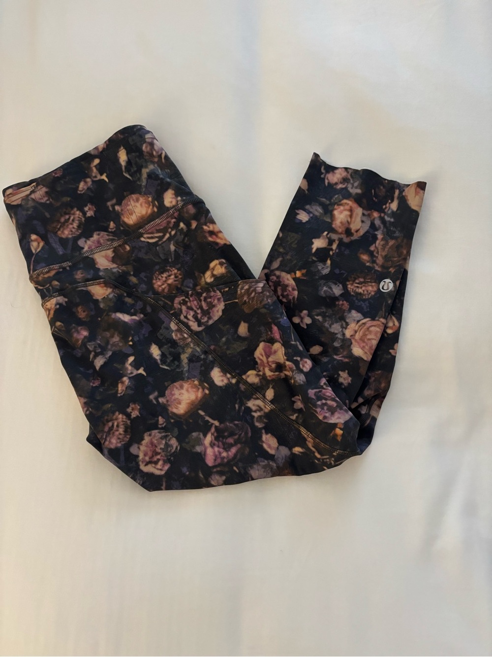 lululemon athletica Women’s Floral Print Jeggings - Black with Pink/Gold Accents
